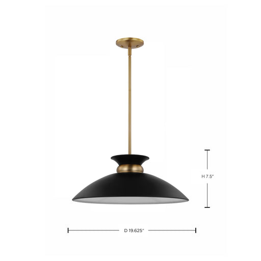 Pendant Nuvo 60-7461 Perkins - 1 Light - Medium Pendant - Matte Black with Burnished Brass Nuvo