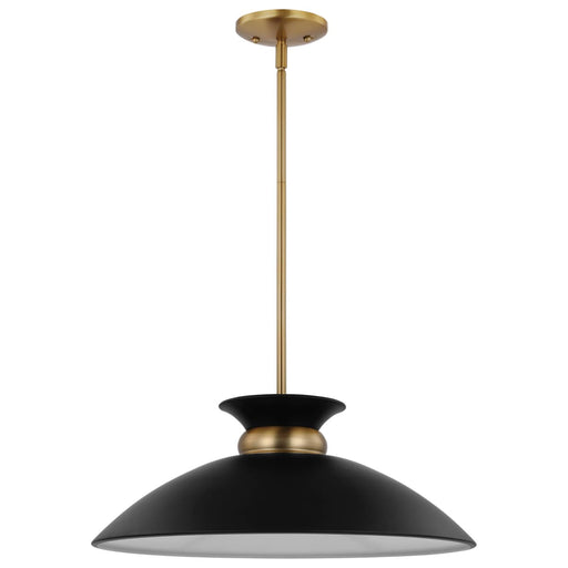 Pendant Nuvo 60-7461 Perkins - 1 Light - Medium Pendant - Matte Black with Burnished Brass Nuvo