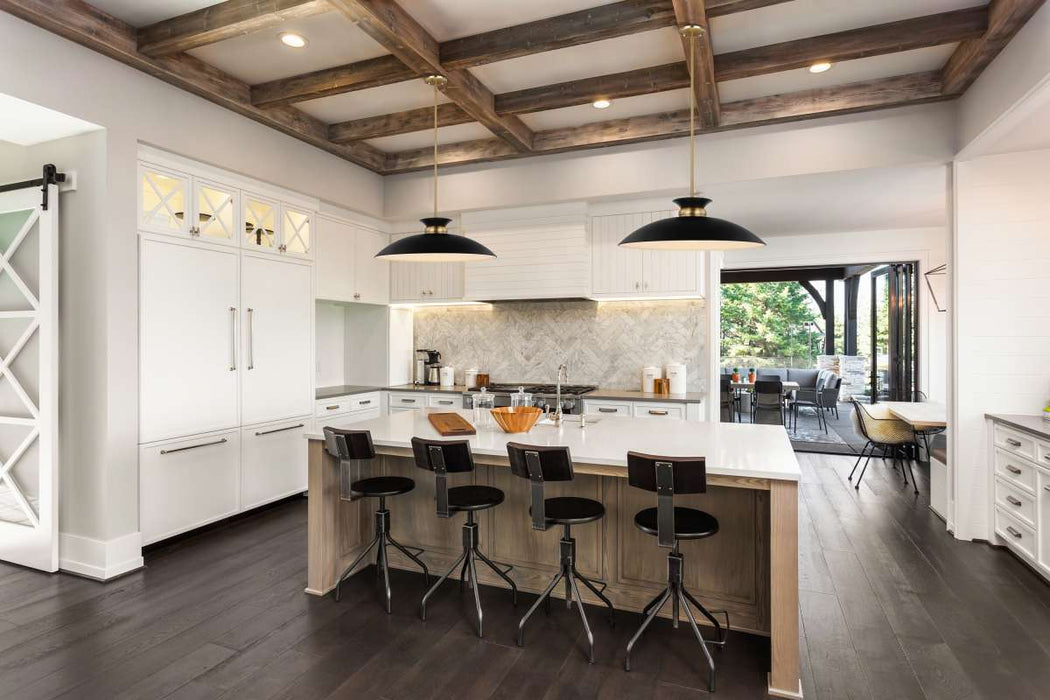 Pendant Nuvo 60-7462 Perkins - 1 Light - Large Pendant - Matte Black with Burnished Brass Nuvo