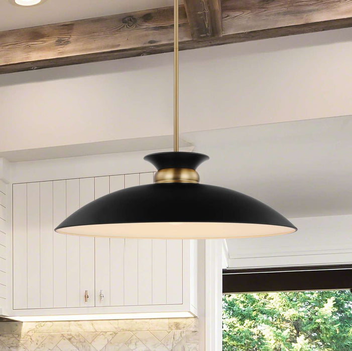 Pendant Nuvo 60-7462 Perkins - 1 Light - Large Pendant - Matte Black with Burnished Brass Nuvo