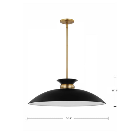 Pendant Nuvo 60-7462 Perkins - 1 Light - Large Pendant - Matte Black with Burnished Brass Nuvo