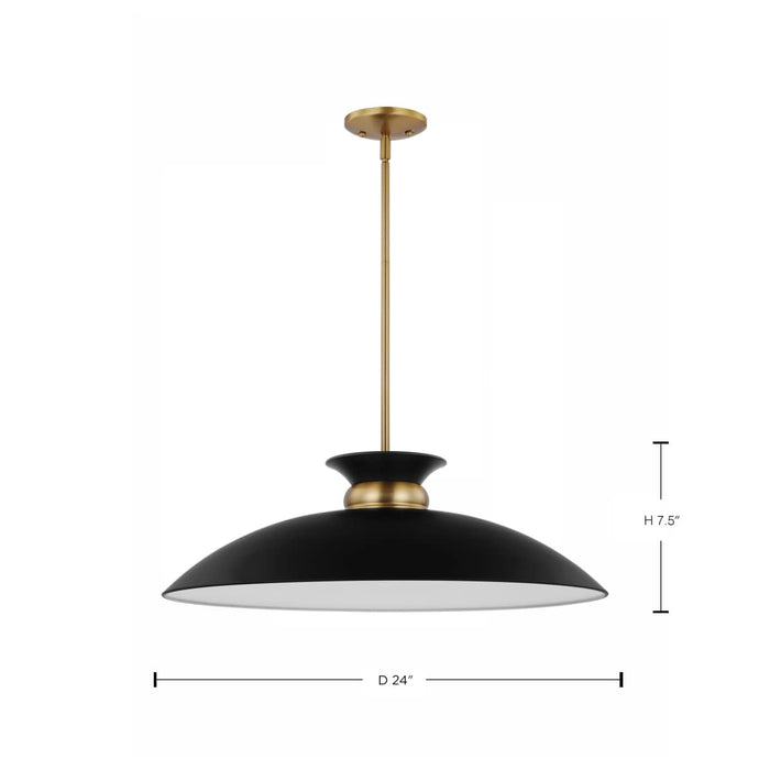 Pendant Nuvo 60-7462 Perkins - 1 Light - Large Pendant - Matte Black with Burnished Brass Nuvo