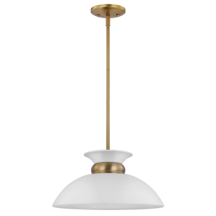 Pendant Nuvo 60-7463 Perkins - 1 Light - Small Pendant - Matte White with Burnished Brass Nuvo
