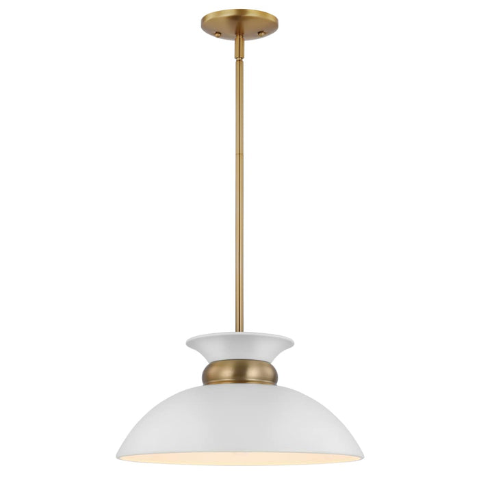 Pendant Nuvo 60-7463 Perkins - 1 Light - Small Pendant - Matte White with Burnished Brass Nuvo