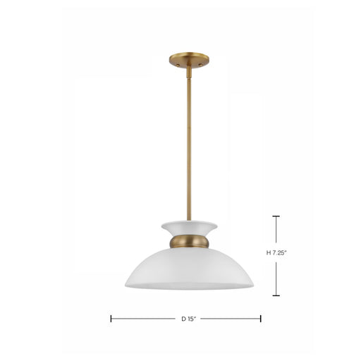 Pendant Nuvo 60-7463 Perkins - 1 Light - Small Pendant - Matte White with Burnished Brass Nuvo