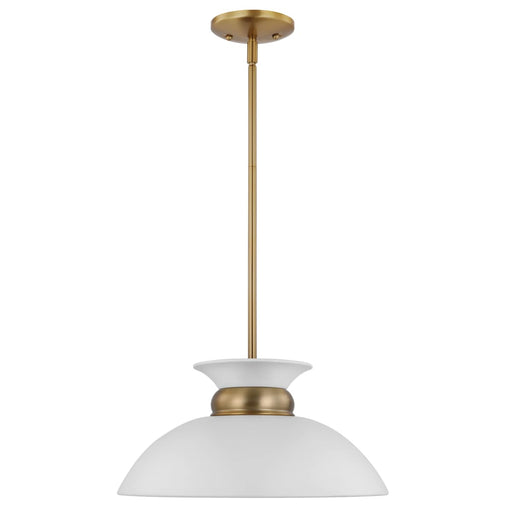 Pendant Nuvo 60-7463 Perkins - 1 Light - Small Pendant - Matte White with Burnished Brass Nuvo