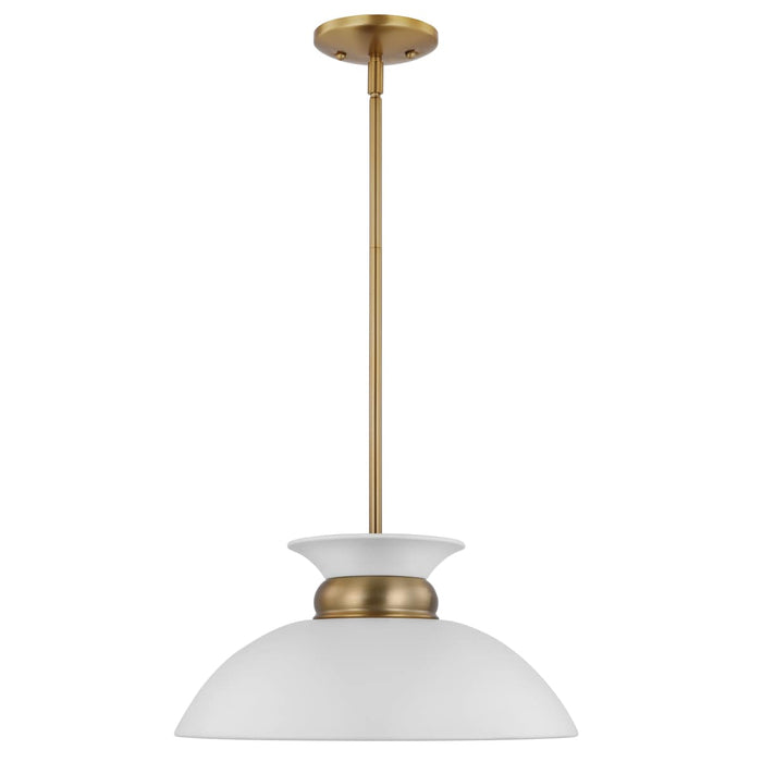 Pendant Nuvo 60-7463 Perkins - 1 Light - Small Pendant - Matte White with Burnished Brass Nuvo
