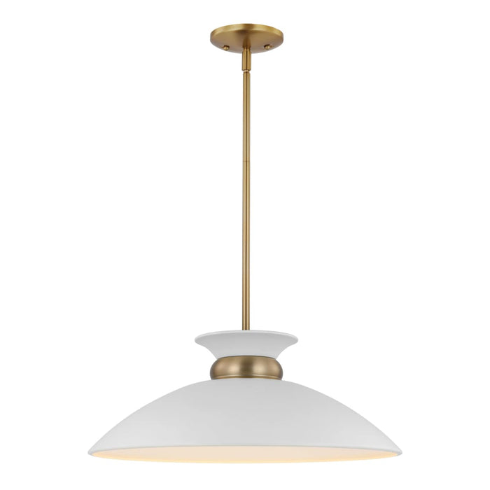 Pendant Nuvo 60-7464 Perkins - 1 Light - Medium Pendant - Matte White with Burnished Brass Nuvo