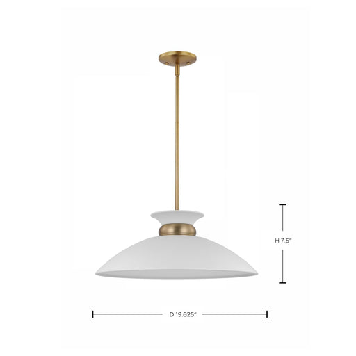 Pendant Nuvo 60-7464 Perkins - 1 Light - Medium Pendant - Matte White with Burnished Brass Nuvo