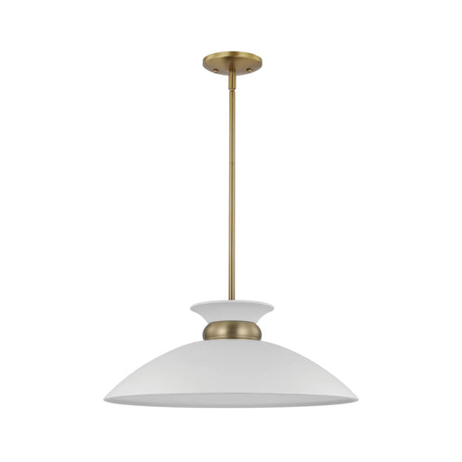 Pendant Nuvo 60-7464 Perkins - 1 Light - Medium Pendant - Matte White with Burnished Brass Nuvo