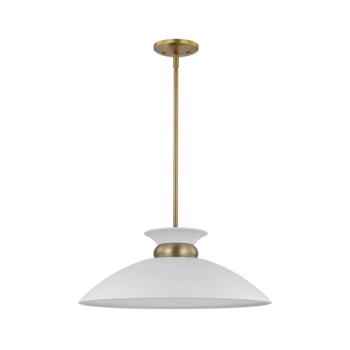 Pendant Nuvo 60-7464 Perkins - 1 Light - Medium Pendant - Matte White with Burnished Brass Nuvo