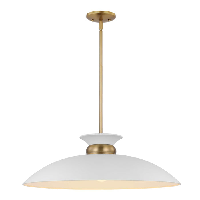 Pendant Nuvo 60-7465 Perkins - 1 Light - Large Pendant - Matte White with Burnished Brass Nuvo