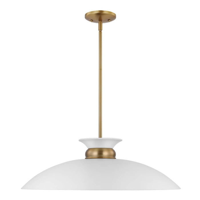 Pendant Nuvo 60-7465 Perkins - 1 Light - Large Pendant - Matte White with Burnished Brass Nuvo