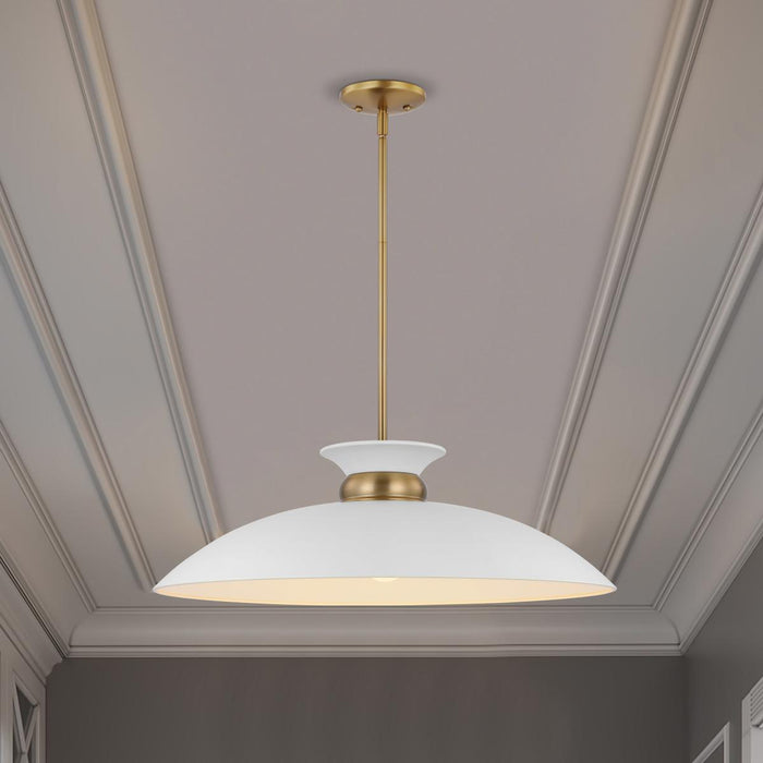 Pendant Nuvo 60-7465 Perkins - 1 Light - Large Pendant - Matte White with Burnished Brass Nuvo