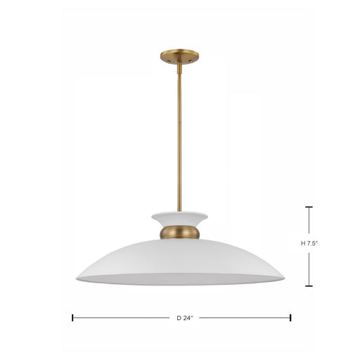 Pendant Nuvo 60-7465 Perkins - 1 Light - Large Pendant - Matte White with Burnished Brass Nuvo