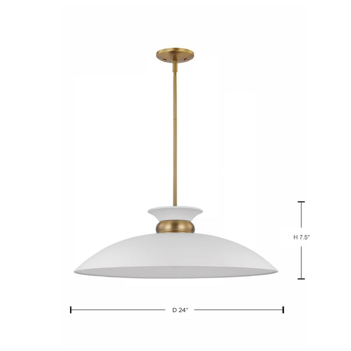Pendant Nuvo 60-7465 Perkins - 1 Light - Large Pendant - Matte White with Burnished Brass Nuvo