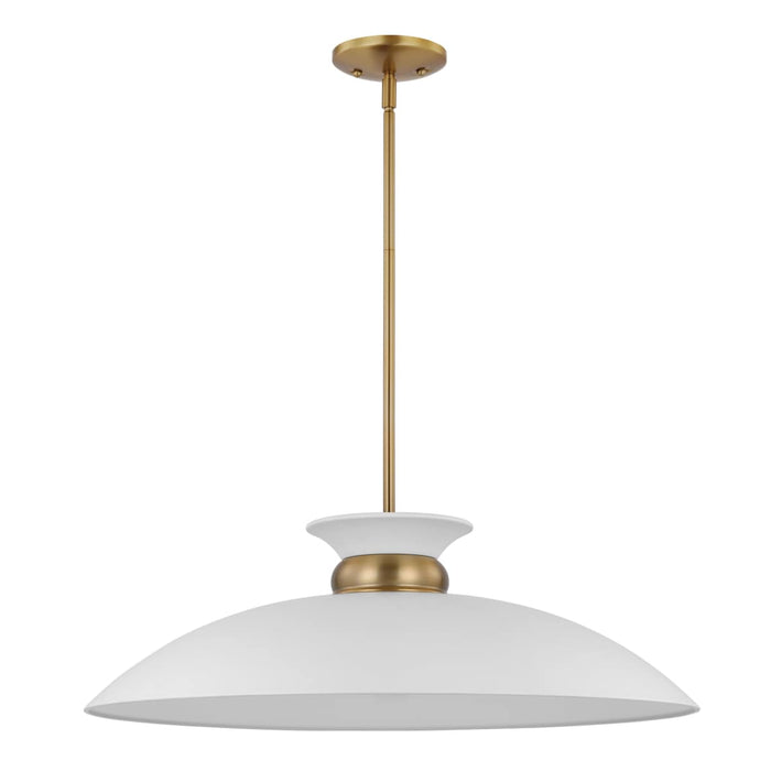 Pendant Nuvo 60-7465 Perkins - 1 Light - Large Pendant - Matte White with Burnished Brass Nuvo