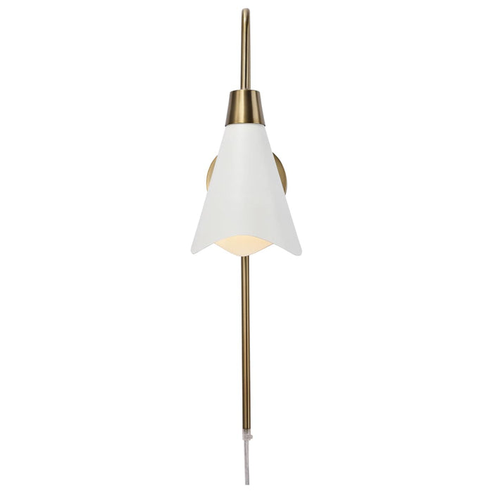 Sconce Nuvo 60-7468 Tango - 1 Light - Wall Sconce - Matte White with Burnished Brass Nuvo