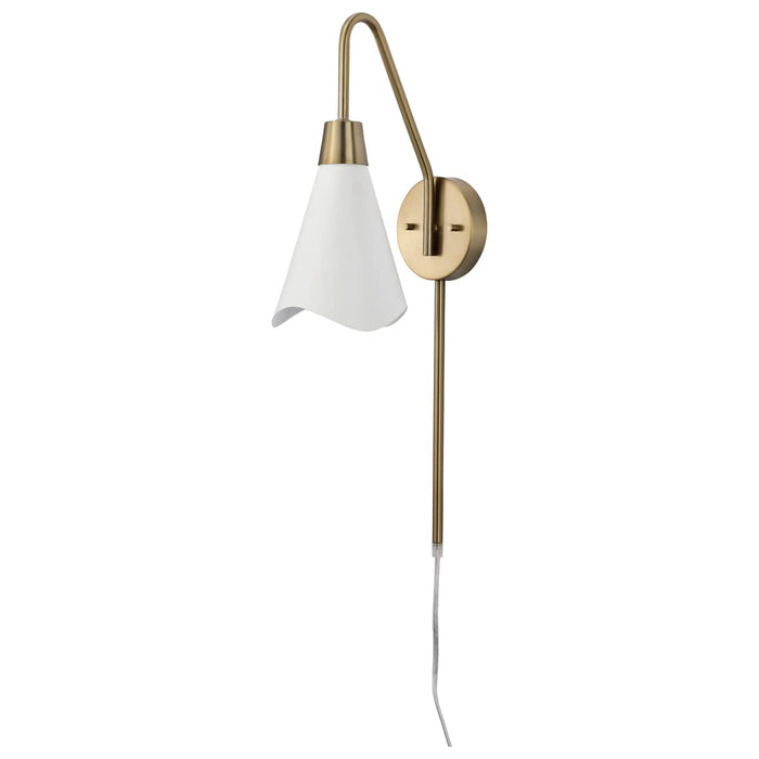 Sconce Nuvo 60-7468 Tango - 1 Light - Wall Sconce - Matte White with Burnished Brass Nuvo