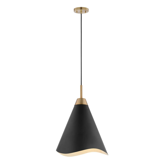 Pendant Nuvo 60-7470 Tango - 1 Light - Small Pendant - Matte Black with Burnished Brass Nuvo