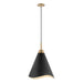 Pendant Nuvo 60-7470 Tango - 1 Light - Small Pendant - Matte Black with Burnished Brass Nuvo