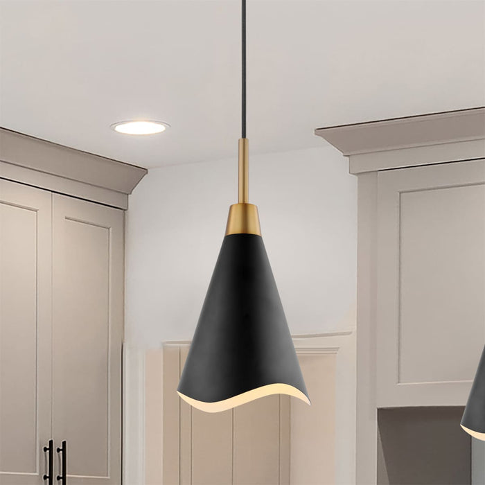 Pendant Nuvo 60-7470 Tango - 1 Light - Small Pendant - Matte Black with Burnished Brass Nuvo