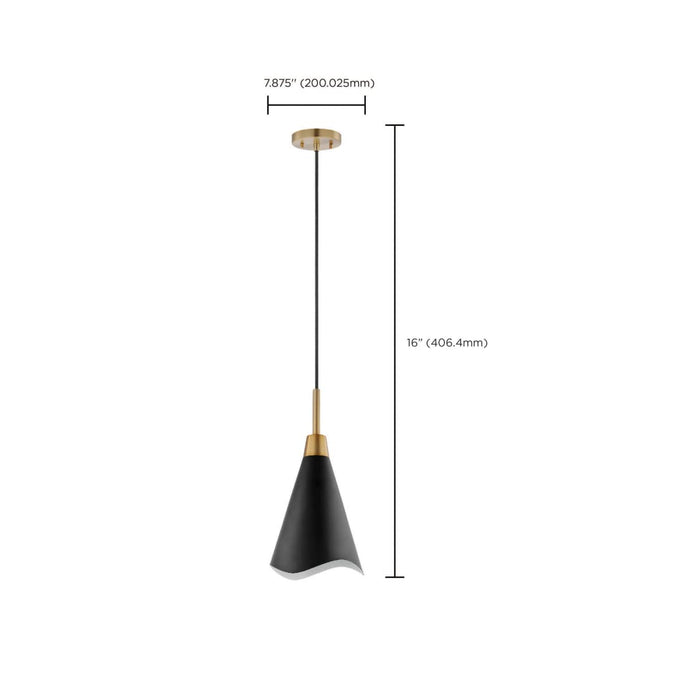 Pendant Nuvo 60-7470 Tango - 1 Light - Small Pendant - Matte Black with Burnished Brass Nuvo