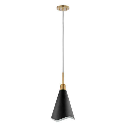 Pendant Nuvo 60-7470 Tango - 1 Light - Small Pendant - Matte Black with Burnished Brass Nuvo