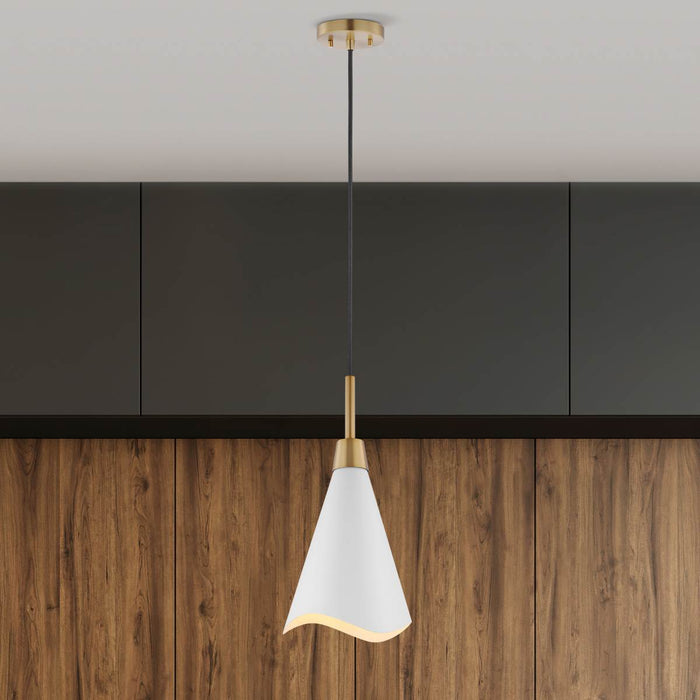 Pendant Nuvo 60-7471 Tango - 1 Light - Small Pendant - Matte White with Burnished Brass Nuvo