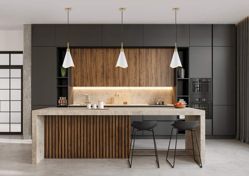 Pendant Nuvo 60-7471 Tango - 1 Light - Small Pendant - Matte White with Burnished Brass Nuvo