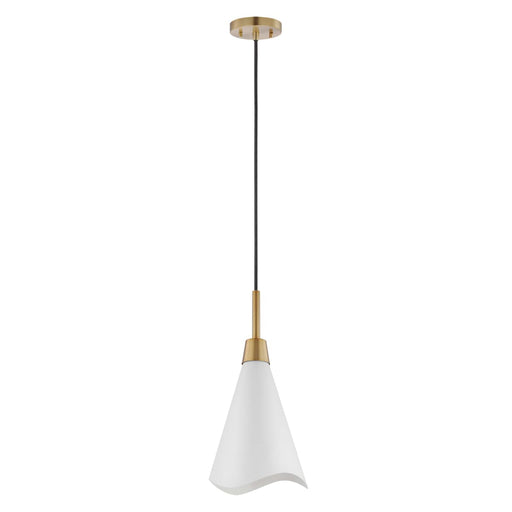 Pendant Nuvo 60-7471 Tango - 1 Light - Small Pendant - Matte White with Burnished Brass Nuvo