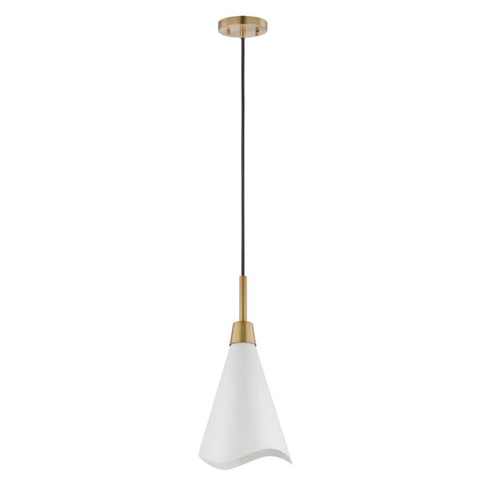 Pendant Nuvo 60-7471 Tango - 1 Light - Small Pendant - Matte White with Burnished Brass Nuvo