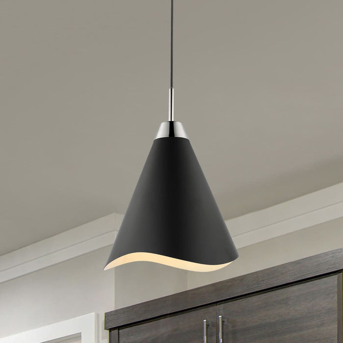 Pendant Nuvo 60-7472 Tango - 1 Light - Small Pendant - Matte Black with Polished Nickel Nuvo