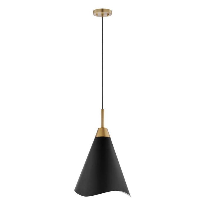 Pendant Nuvo 60-7473 Tango - 1 Light - Medium Pendant - Matte Black with Burnished Brass Nuvo