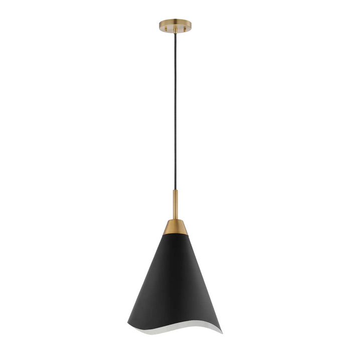 Pendant Nuvo 60-7473 Tango - 1 Light - Medium Pendant - Matte Black with Burnished Brass Nuvo