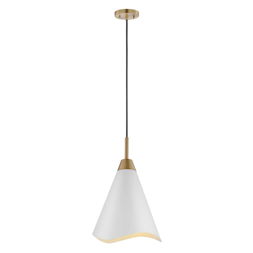 Pendant Nuvo 60-7474 Tango - 1 Light - Medium Pendant - Matte White with Burnished Brass Nuvo