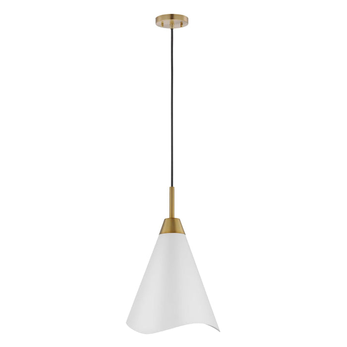Pendant Nuvo 60-7474 Tango - 1 Light - Medium Pendant - Matte White with Burnished Brass Nuvo
