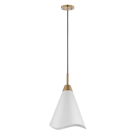Pendant Nuvo 60-7474 Tango - 1 Light - Medium Pendant - Matte White with Burnished Brass Nuvo