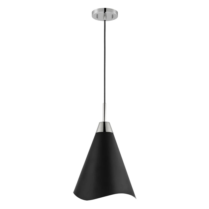 Pendant Nuvo 60-7475 Tango - 1 Light - Medium Pendant - Matte Black with Polished Nickel Nuvo