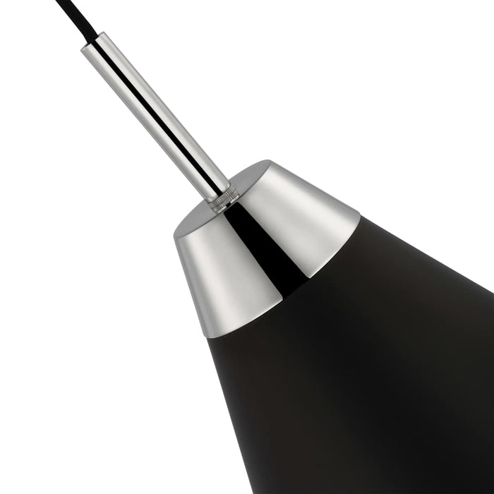 Pendant Nuvo 60-7475 Tango - 1 Light - Medium Pendant - Matte Black with Polished Nickel Nuvo