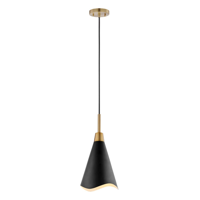 Pendant Nuvo 60-7476 Tango - 1 Light - Large Pendant - Matte Black with Burnished Brass Nuvo