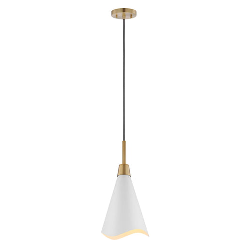 Pendant Nuvo 60-7477 Tango - 1 Light - Large Pendant - Matte White with Burnished Brass Nuvo