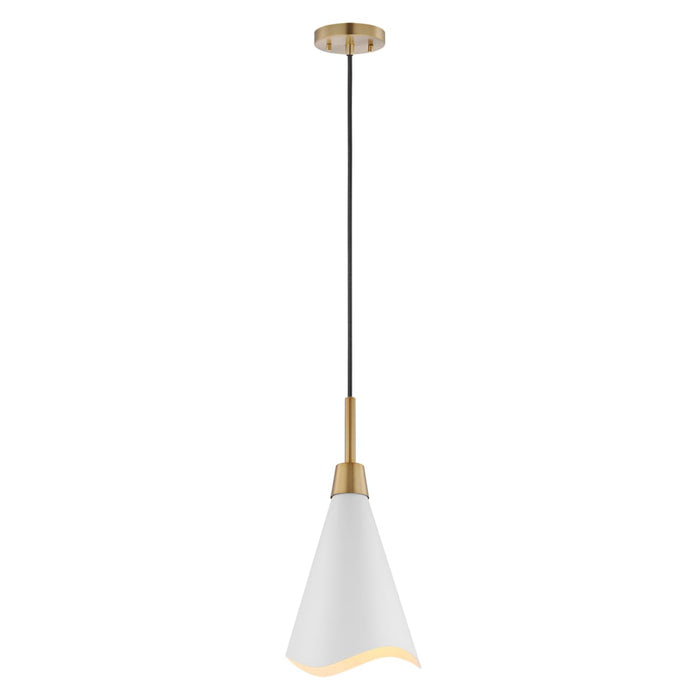 Pendant Nuvo 60-7477 Tango - 1 Light - Large Pendant - Matte White with Burnished Brass Nuvo