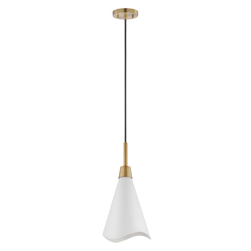 Pendant Nuvo 60-7477 Tango - 1 Light - Large Pendant - Matte White with Burnished Brass Nuvo