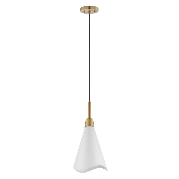 Pendant Nuvo 60-7477 Tango - 1 Light - Large Pendant - Matte White with Burnished Brass Nuvo