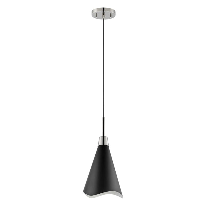 Pendant Nuvo 60-7478 Tango - 1 Light - Large Pendant - Matte Black with Polished Nickel Nuvo