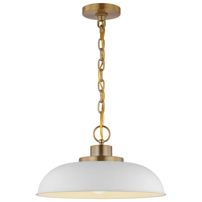 Pendant Nuvo 60-7480 Colony - 1 Light - Small Pendant - Matte White with Burnished Brass Nuvo
