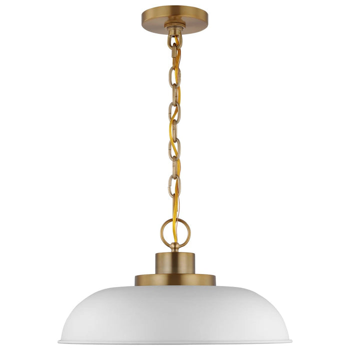Pendant Nuvo 60-7480 Colony - 1 Light - Small Pendant - Matte White with Burnished Brass Nuvo