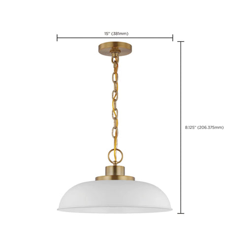 Pendant Nuvo 60-7480 Colony - 1 Light - Small Pendant - Matte White with Burnished Brass Nuvo