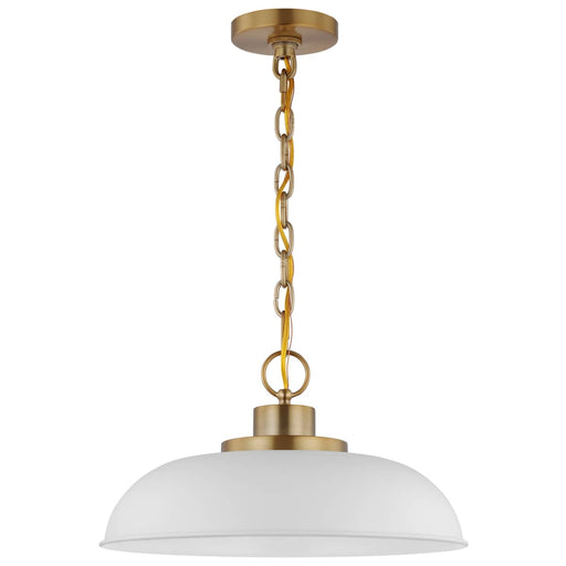 Pendant Nuvo 60-7480 Colony - 1 Light - Small Pendant - Matte White with Burnished Brass Nuvo